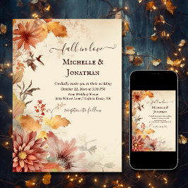 Herfst in liefde mooie herfstbloemen herfstbruilof kaart