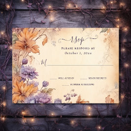 Herfst in liefde mooie herfstbloemen herfstbruilof RSVP kaartje