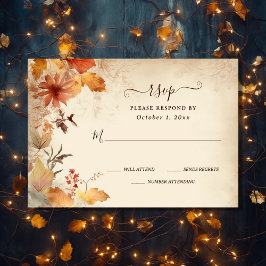Herfst in liefde mooie herfstbloemen herfstbruilof RSVP kaartje