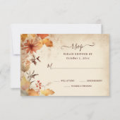 Herfst in liefde mooie herfstbloemen herfstbruilof RSVP kaartje (Voorkant)
