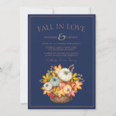 Herfst in Liefde Navy Blue Herfst Pompoenen Bruilo Kaart (Voorkant)