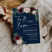 Herfst in liefde Navy Bridal Shower Invitation Kaart