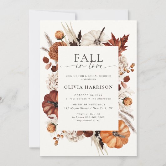 Herfst in Liefde Neutraal Pompoen Lijst Vrijgezell Kaart (Voorkant)