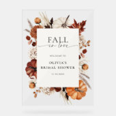 Herfst in Liefde Neutraal Pompoen Lijst Welkom Acryl Bord (Voorkant)