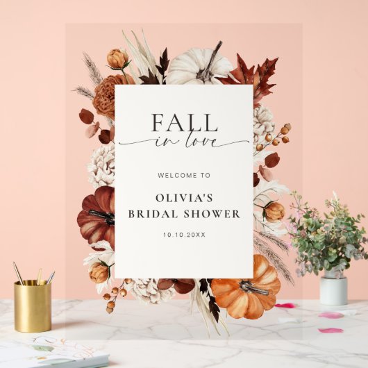 Herfst in Liefde Neutraal Pompoen Lijst Welkom Acryl Bord (Huwelijk)