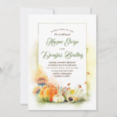 Herfst in Liefde | Oogst Zonnebloemen Pumpkins Wed Kaart (Voorkant)