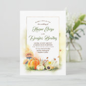 Herfst in Liefde | Oogst Zonnebloemen Pumpkins Wed Kaart (Staand voorkant)