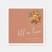 Herfst in Liefde op Terracotta: Uniek Script Bruil Servet (Voorkant)