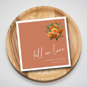 Herfst in Liefde op Terracotta: Uniek Script Bruil Servet