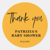 Herfst in Liefde Oranje Baby shower Ronde Sticker (Voorkant)