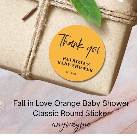 Herfst in Liefde Oranje Baby shower Ronde Sticker