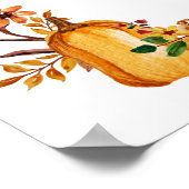 Herfst in liefde, Oranje pompoen, Bloemen Vrijgeze Poster (Hoek)