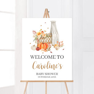 Herfst in liefde Oranje pompoen welkom Baby shower Poster
