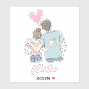 Herfst in liefde Paar met Sticker