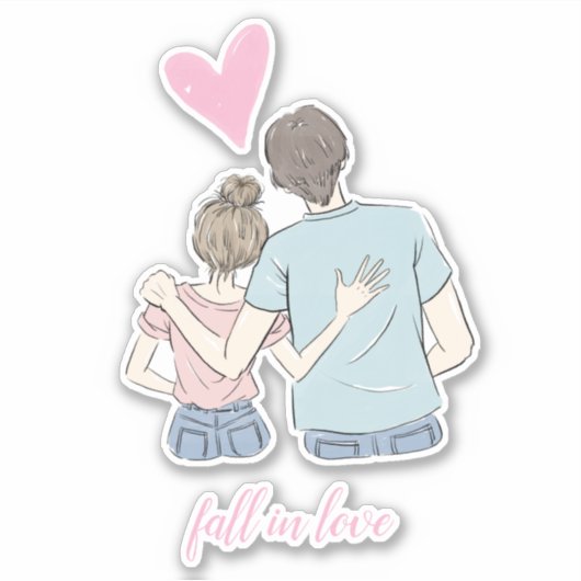 Herfst in liefde Paar met  Sticker (Voorkant)