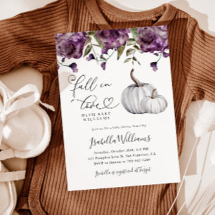 Herfst in Liefde Paarse Bloemen Baby shower Kaart