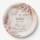 Herfst in liefde pampas grass boho baby shower papieren bordje (Voorkant)