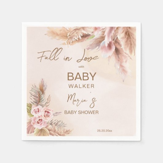 Herfst in liefde pampas grass boho baby shower servet (Voorkant)