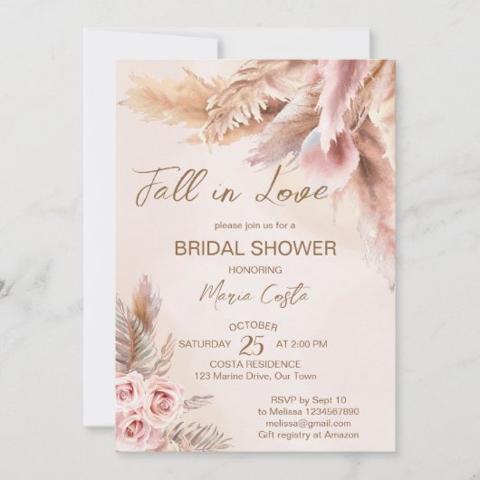 Herfst in liefde pampas grass boho vrijgezellenfee kaart (Voorkant)