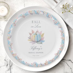 Herfst in Liefde Pastel Blue Pumpkin Vrijgezellenf Papieren Bordje