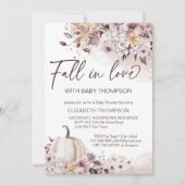 Herfst in liefde pastel gebladerte pompoen baby sh kaart (Voorkant)