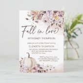 Herfst in liefde pastel gebladerte pompoen baby sh kaart (Staand voorkant)