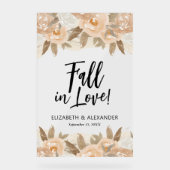 Herfst in liefde perzik bloemen bruiloft acryl bord (Voorkant)