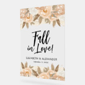 Herfst in liefde perzik bloemen bruiloft acryl bord (Hoek)