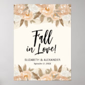 Herfst in liefde perzik bloemen bruiloft welkom poster (Voorkant)
