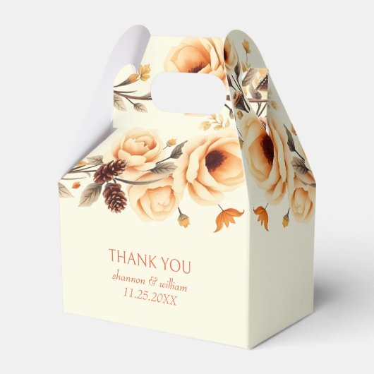 Herfst in liefde perzik bloemenrand Dank U bruilof Bedankdoosjes (Voorkant Zijde)