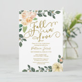 Herfst in liefde perzik bloemige pompoen Vrijgezel Kaart (Staand voorkant)