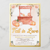 Herfst in liefde perzik pompoen markt Vrijgezellen Folie Uitnodiging (Voorkant)