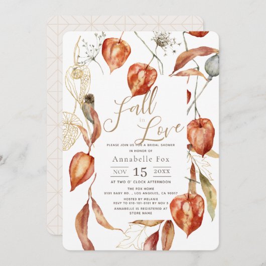 Herfst in Liefde Physalis Herfst Vrijgezellenfeest Kaart (Voorkant / Achterkant)