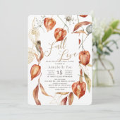 Herfst in Liefde Physalis Herfst Vrijgezellenfeest Kaart (Staand voorkant)