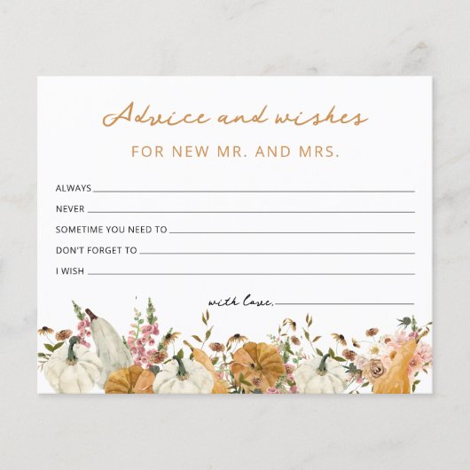 Herfst in Liefde Pompoen Advies en Wensen Kaarten (Voorkant)