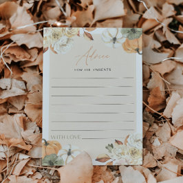 Herfst in Liefde Pompoen Baby shower Advies Spel K Kaart