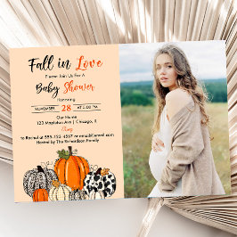 Herfst in liefde pompoen Baby shower foto Kaart