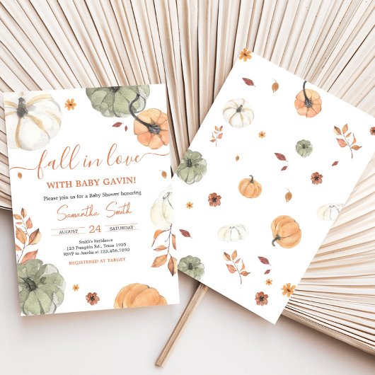 Herfst in Liefde Pompoen Baby shower Kaart