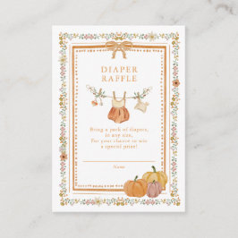 Herfst in Liefde Pompoen Baby shower Luier Raffle Informatiekaartje