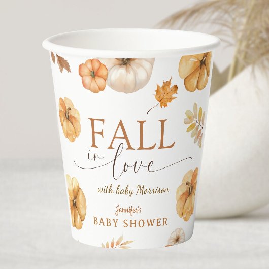 Herfst in Liefde Pompoen Baby shower Papier Papieren Bekers