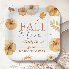 Herfst in Liefde Pompoen Baby shower Papier Papieren Bordje
