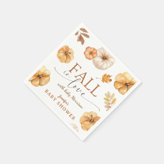Herfst in Liefde Pompoen Baby shower Papier Servet (Hoek)