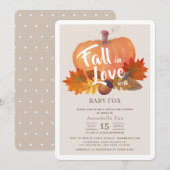 Herfst in Liefde Pompoen Beige Virtual Baby shower Kaart (Voorkant / Achterkant)