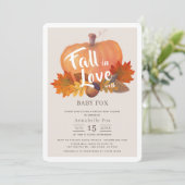 Herfst in Liefde Pompoen Beige Virtual Baby shower Kaart (Staand voorkant)