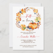 Herfst in liefde pompoen bladeren krans vrijgezell kaart (Voorkant)