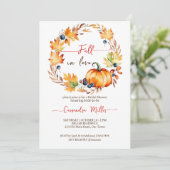 Herfst in liefde pompoen bladeren krans vrijgezell kaart (Staand voorkant)