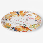 Herfst in liefde pompoen bladeren krans vrijgezell papieren bordje (Gekanteld)