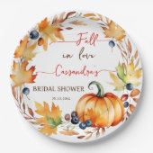 Herfst in liefde pompoen bladeren krans vrijgezell papieren bordje (Voorkant)