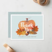 Herfst in liefde pompoen blauw Baby shower dank u Notitiekaartje (Voorkant / Achterkant in situ)