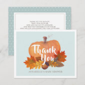 Herfst in liefde pompoen blauw Baby shower dank u Notitiekaartje (Voorkant / Achterkant)